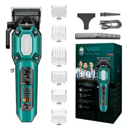 Акумуляторна машинка для стрижки VGR V-600 з 6 насадками LED (Зелений) Акумуляторна машинка для стрижки VGR V-600 з 6 насадками LED (Зелений)
