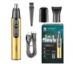 Тример 2в1 VGR V-626 для носа та вух з 2 насадками (Золотий) Тример 2в1 VGR V-626 для носа та вух з 2 насадками (Золотий)