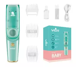 Дитяча машинка для стрижки з функцією збору волосся VGR V-151 з 3 насадками Дитяча машинка для стрижки з функцією збору волосся VGR V-151 з 3 насадками