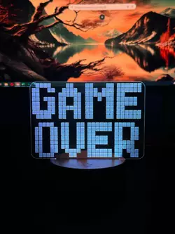 Світильник настільний RGB 3D + пульт (Game Over) Lux
