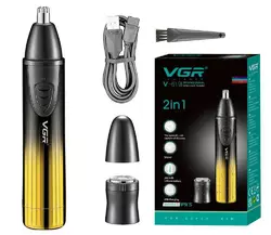 Тример 2в1 VGR V-619 та шейвер для носа, вух з 2 насадками (Золотий) Тример 2в1 VGR V-619 та шейвер для носа, вух з 2 насадками (Золотий)