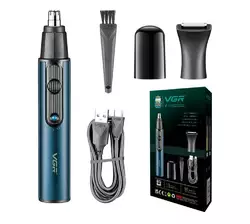 Тример 2в1 VGR V-626 для носа та вух з 2 насадками (Блакитний) Тример 2в1 VGR V-626 для носа та вух з 2 насадками (Блакитний)