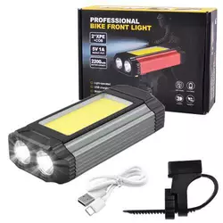 Велоліхтар 501 2XPE+COB з акумулятором Велоліхтар 501 2XPE+COB з акумулятором