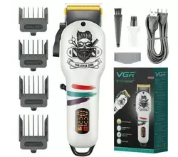 Акумуляторна машинка для стрижки VGR V-699 з 4 насадками LED (Білий) Акумуляторна машинка для стрижки VGR V-699 з 4 насадками LED (Білий)