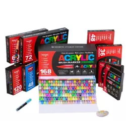 Акрилові маркери GuangNa Brush GN-8101 з м’яким пензликом 168 шт. Акрилові маркери GuangNa Brush GN-8101 з м’яким пензликом 168 шт.