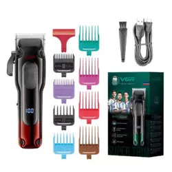 Аккумуляторная машинка для стрижки VGR V-013 с 8 насадками LED (Красный) Аккумуляторная машинка для стрижки VGR V-013 с 8 насадками LED (Красный)