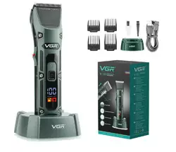 Акумуляторна машинка для стрижки VGR V-696 з 4 насадками LED Акумуляторна машинка для стрижки VGR V-696 з 4 насадками LED