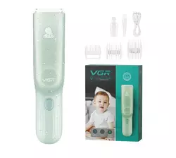 Детская машинка для стрижки с функцией сбора волос VGR V-155 с 3 насадками (Зеленая) Детская машинка для стрижки с функцией сбора волос VGR V-155 с 3 насадками (Зеленая)