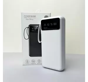 Power Bank Super з кабелем USB+Micro+Type-C+Lightning (20000mAh) Белый