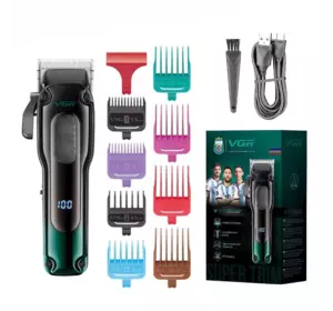 Акумуляторна машинка для стрижки VGR V-013 з 8 насадками LED (Зелений) Акумуляторна машинка для стрижки VGR V-013 з 8 насадками LED (Зелений)