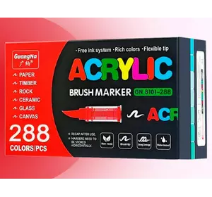 Акрилові маркери GuangNa Brush GN-8101 з м’яким пензликом 288 шт. Акрилові маркери GuangNa Brush GN-8101 з м’яким пензликом 288 шт.