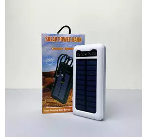 Power Bank Solar з кабелем USB+Micro+Type-C+Lightning (10000mAh) Білий