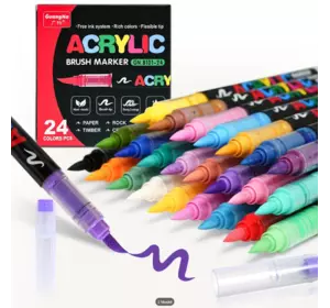 Акрилові маркери GuangNa Brush GN-8101 з м’яким пензликом 24 шт. Акрилові маркери GuangNa Brush GN-8101 з м’яким пензликом 24 шт.