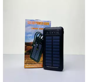 Power Bank Solar з кабелем USB+Micro+Type-C+Lightning (10000mAh) Чорний